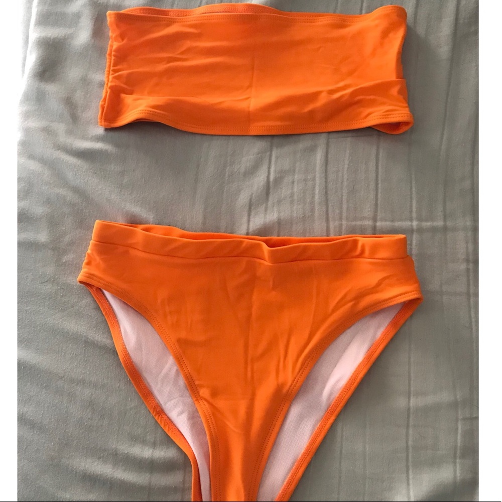 Bright orange high waisted bikini